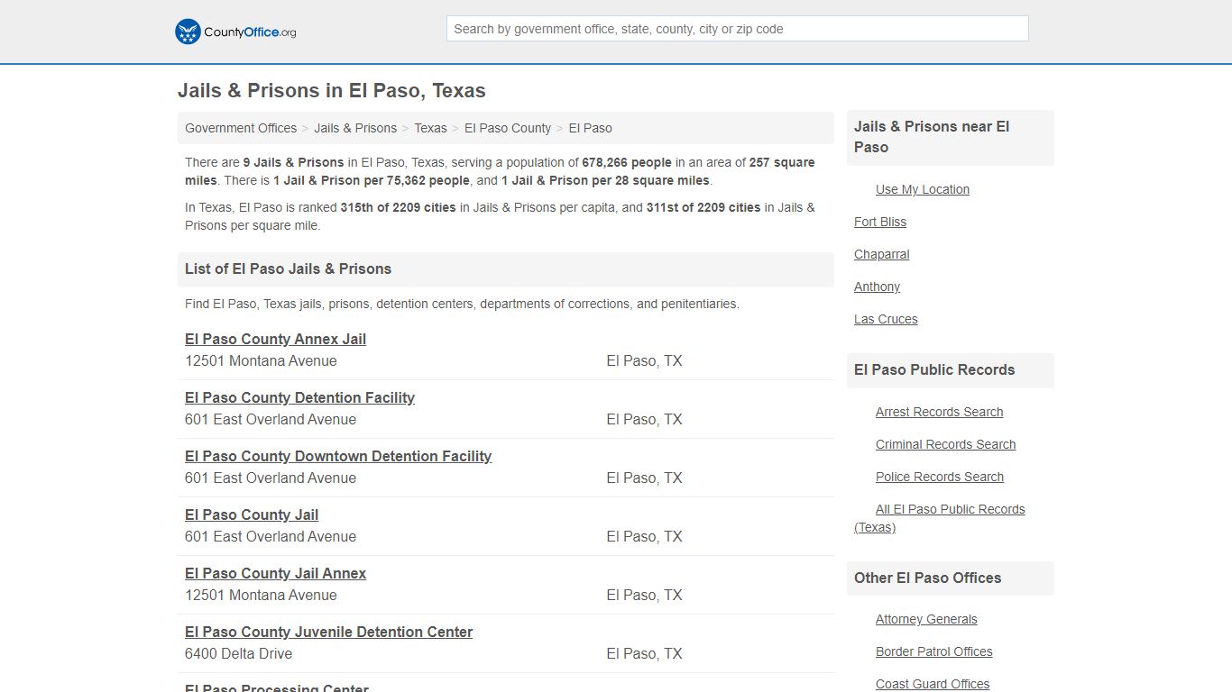 Jails & Prisons - El Paso, TX (Inmate Rosters & Records)