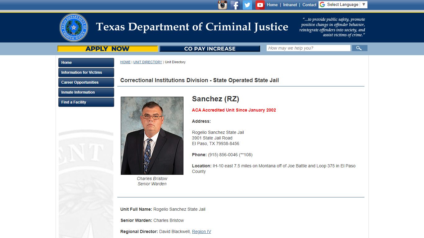 Unit Directory - Texas Department of Criminal Justice